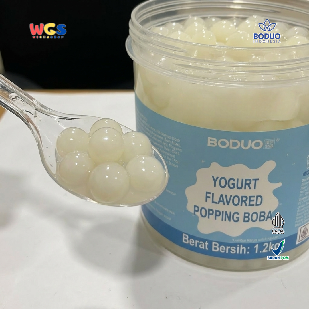 BODUO Yogurt Flavored Popping Boba 1.2kg - Topping Minuman & Dessert Rasa Yogurt