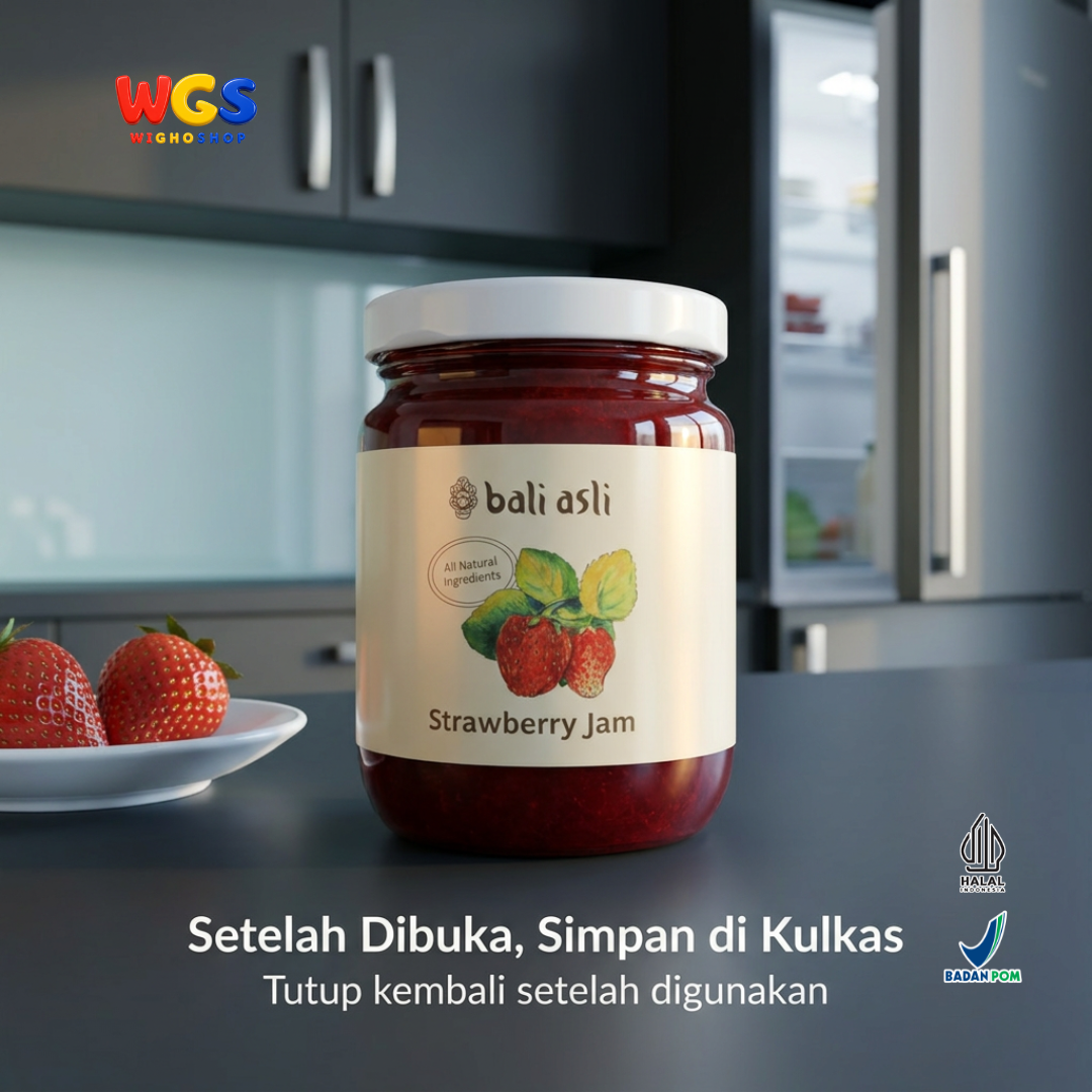 Bali Asli Strawberry Jam 280g - Selai Stroberi Bahan Alami Tanpa Pengawet untuk Roti dan Kue
