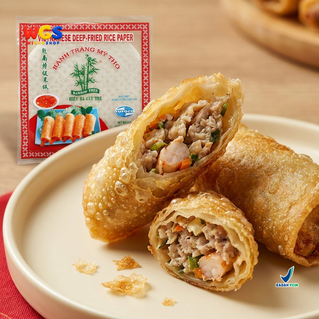 Bamboo Tree Banh Trang Deep-Fried Rice Paper 340g 22cm - Kulit Lumpia Goreng Vietnam Bulat Banh Trang Cha Gio