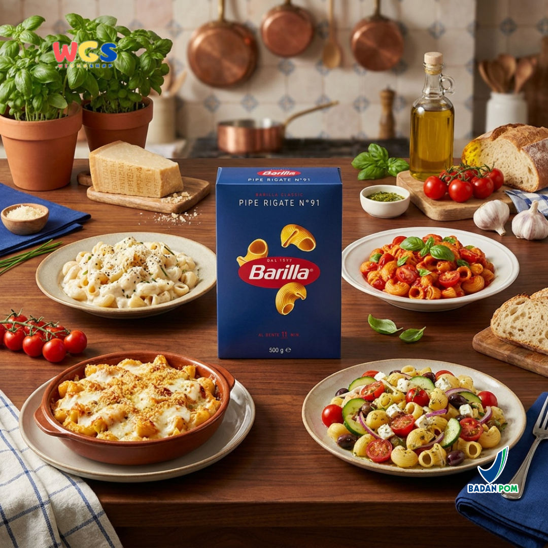 Barilla Pipe Rigate No. 91 500g - Pasta Italia Makaroni Pipa Al Dente 11 Menit Mac and Cheese