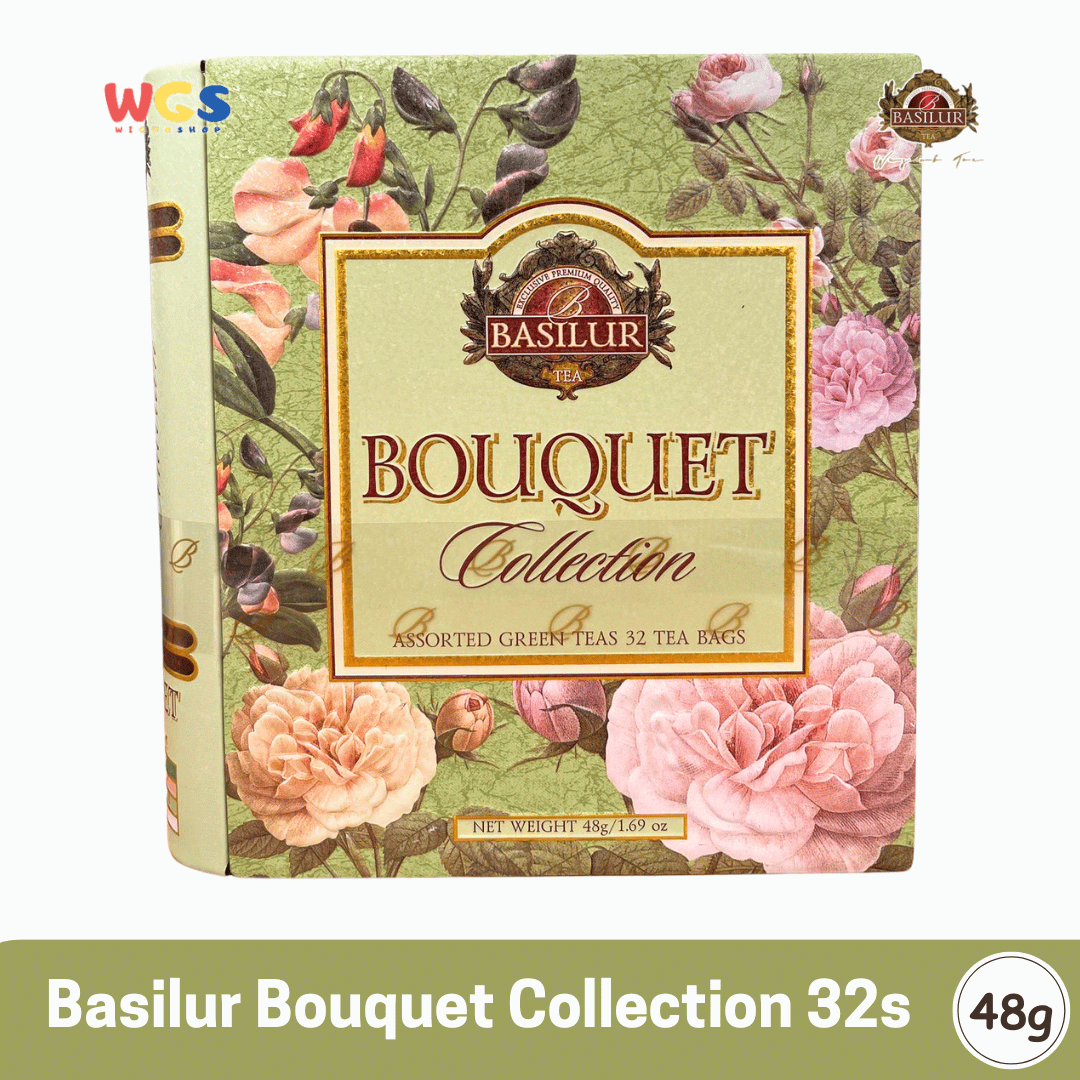 Basilur Bouquet Collection 48g – 32 Sachets Aromatic Green Tea with a Touch of Flowers and Fruit