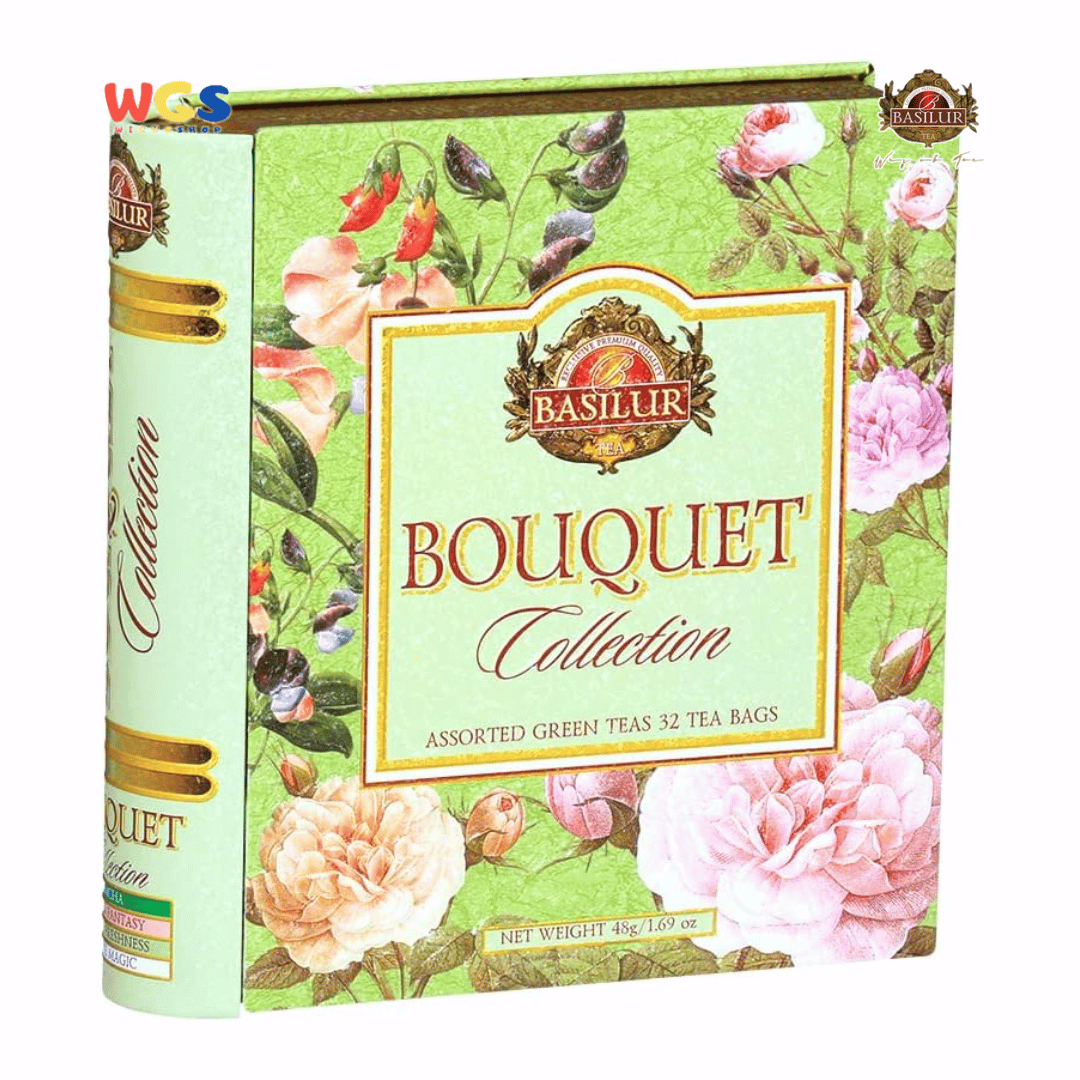 Basilur Bouquet Collection 48g – 32 Sachets Aromatic Green Tea with a Touch of Flowers and Fruit
