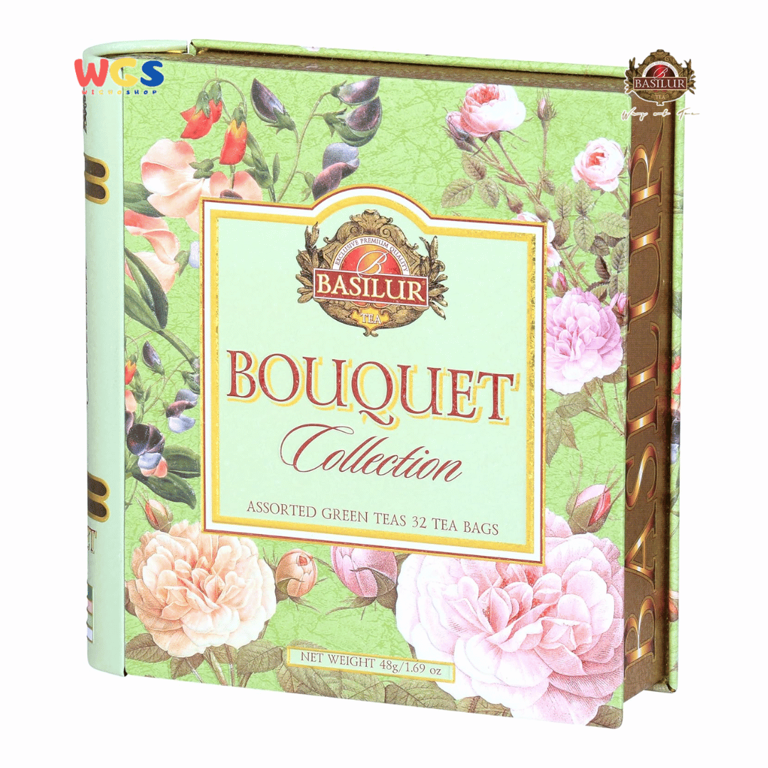 Basilur Bouquet Collection 48g – 32 Sachets Aromatic Green Tea with a Touch of Flowers and Fruit