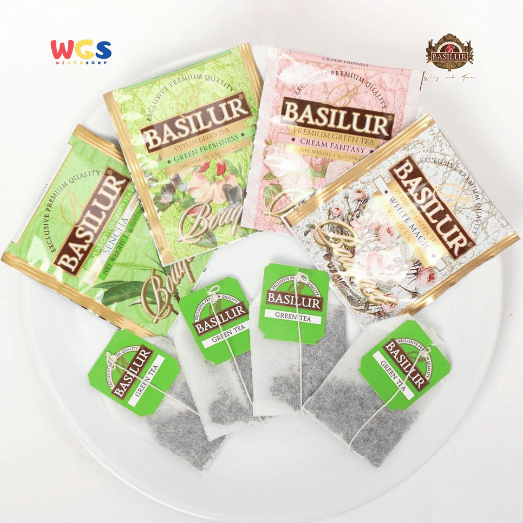 Basilur Bouquet Collection 48g – 32 Sachets Aromatic Green Tea with a Touch of Flowers and Fruit