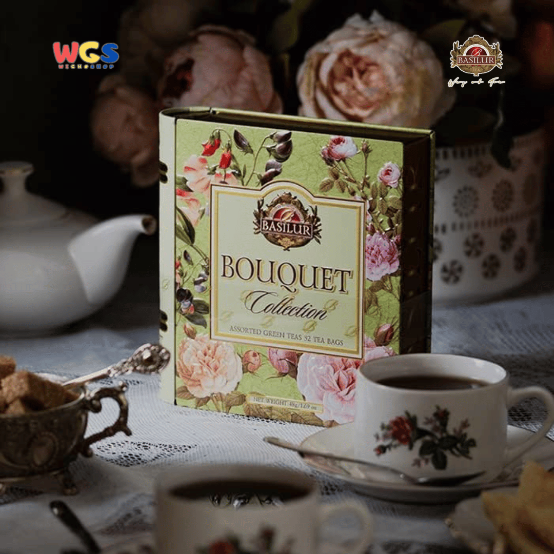 Basilur Bouquet Collection 48g – 32 Sachets Aromatic Green Tea with a Touch of Flowers and Fruit
