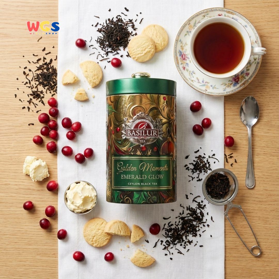 Basilur Golden Moments Emerald Glow 100g – Ceylon Black Tea Premium Aroma Cranberry