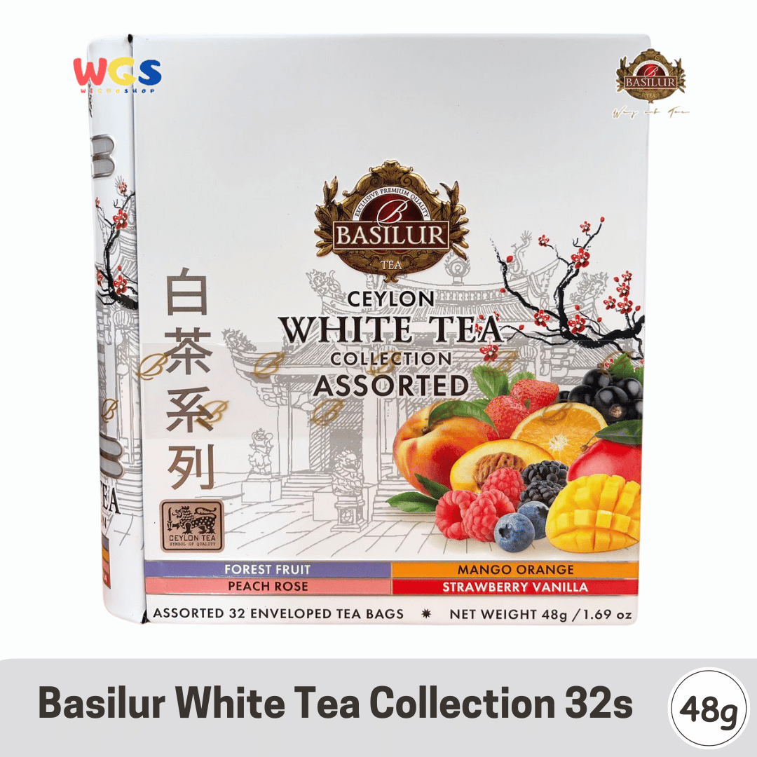 Basilur White Tea Collection 48g – 32 Sachets Ceylon White Tea with Fruity & Elegant Aroma