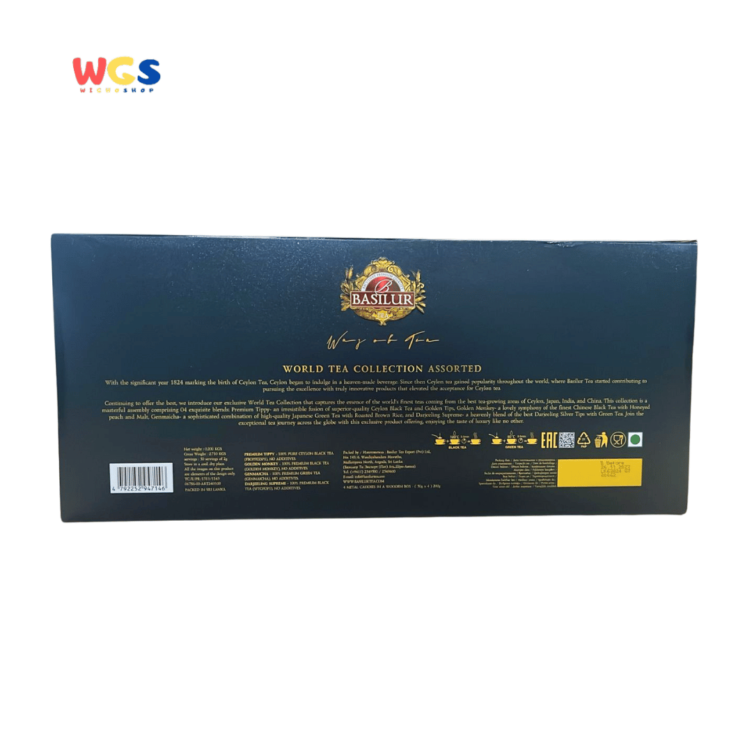 Basilur World Tea Collection Gift Box - 4 World Tea Caddies x 50g