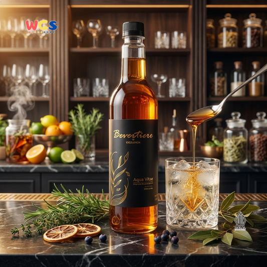 Bevertiere Excelencia Aqua Vitae Syrup 750ml - Sirup Rasa Whiskey untuk Mocktail, Soda & Minuman Kekinian