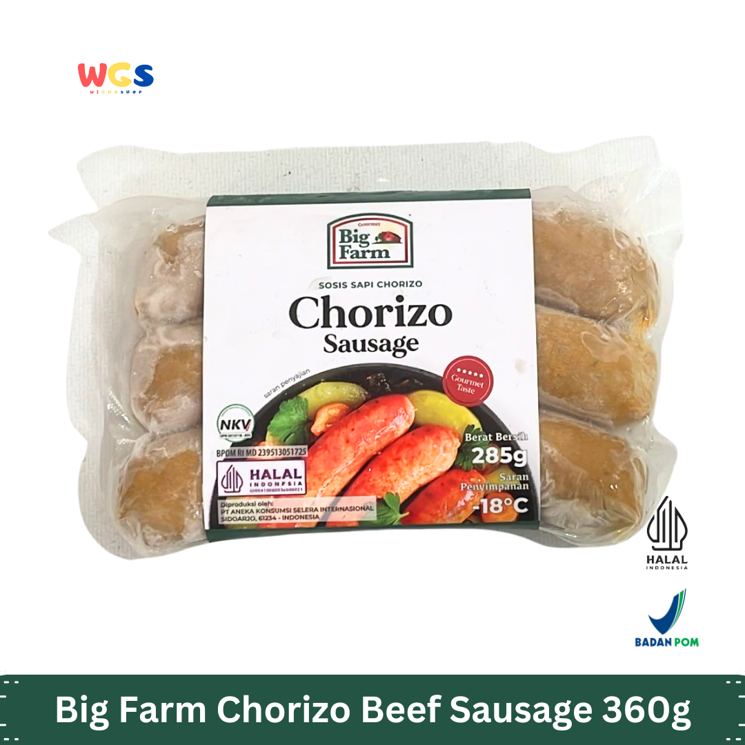 Big Farm Chorizo Sausage 285g – Spicy, Savory Spanish-Style Chorizo Beef Sausage, Delicious and Juicy