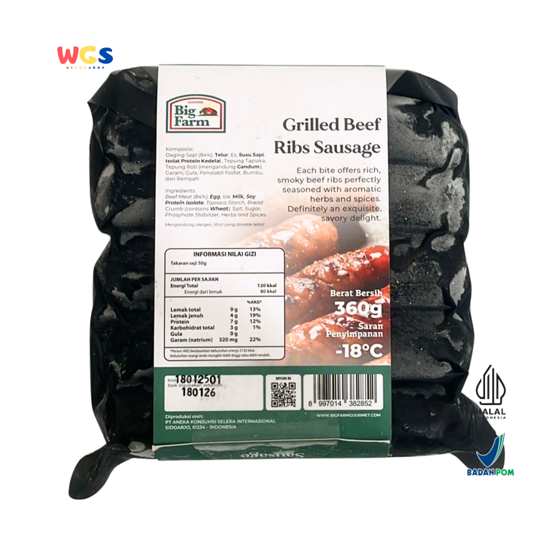 Big Farm Grilled Beef Ribs Sausage 360g – Grilled Beef Ribs Sausage with Aromatic Spices, Savory & Delicious