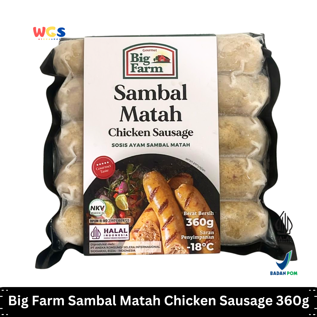 Big Farm Sambal Matah Chicken Sausage 360g – Sosis Ayam dengan Sensasi Pedas Sambal Matah, Lezat & Gurih