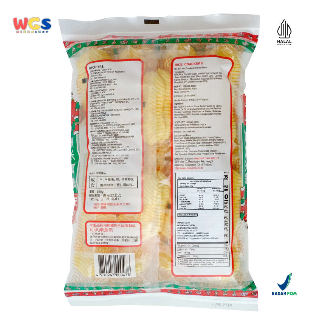 Bin Bin Rice Crackers Original 150g - Kerupuk Beras Gurih, Manis & Renyah