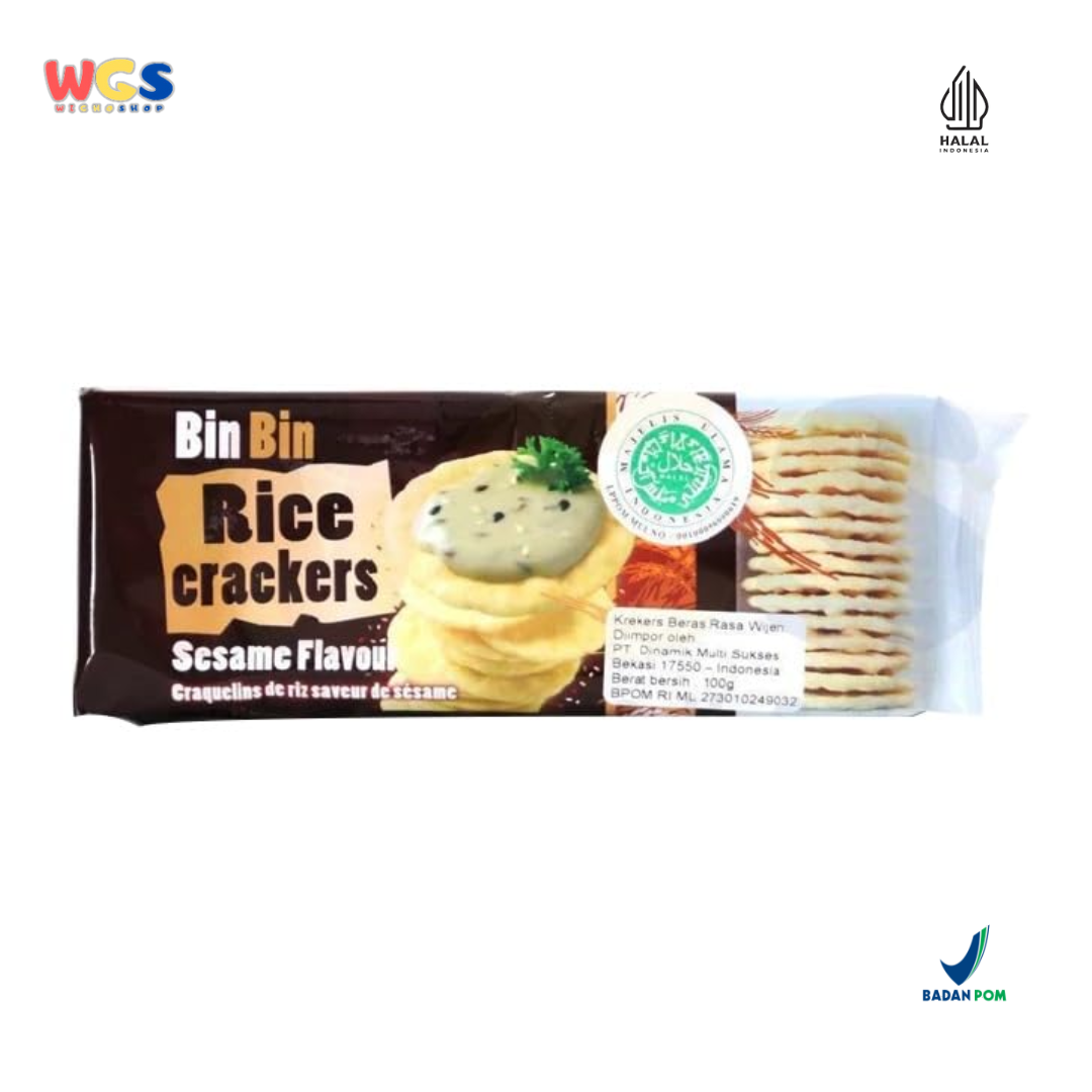 Bin Bin Rice Crackers Sesame Flavor 100g - Kerupuk Beras Rasa Wijen, Renyah dan Gurih