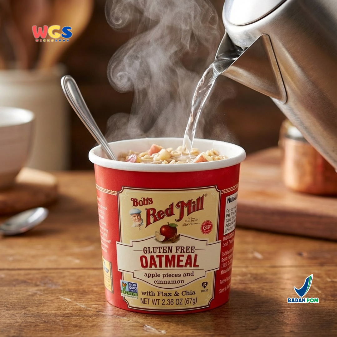 Bob’s Red Mill Gluten Free Oatmeal Apple Cinnamon with Flax & Chia Cup 67g – Oatmeal Instan Sehat