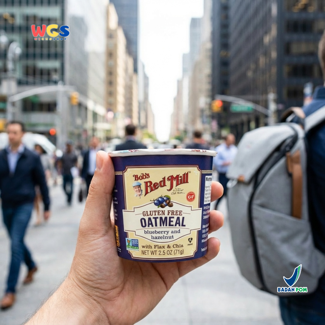 Bob’s Red Mill Gluten Free Oatmeal Blueberry & Hazelnut with Flax & Chia Cup 71g – Oatmeal Instan Sehat