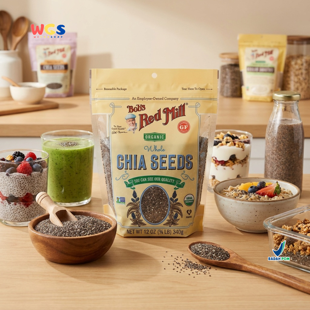Bob's Red Mill Organic Whole Chia Seeds 340g - Chia Seed Organik Gluten Free Topping Minuman Oatmeal