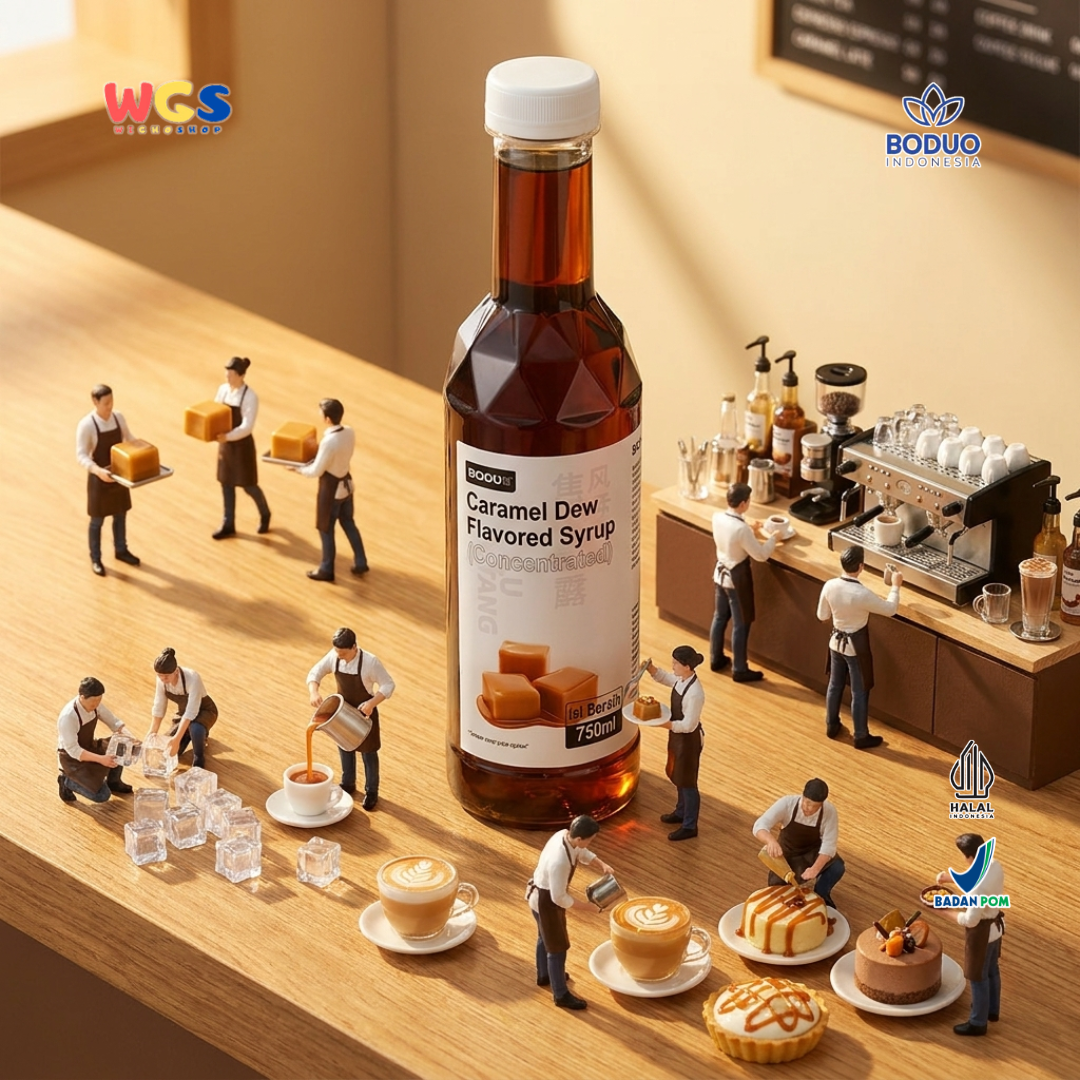 Boduo Caramel Dew Flavored Syrup 750ml - Sirup Karamel untuk Kopi Latte Cafe