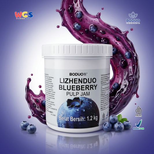 Boduo Lizhenduo Blueberry Pulp Jam 1.2kg - Selai Blueberry Topping Minuman Boba Dessert Roti Kue