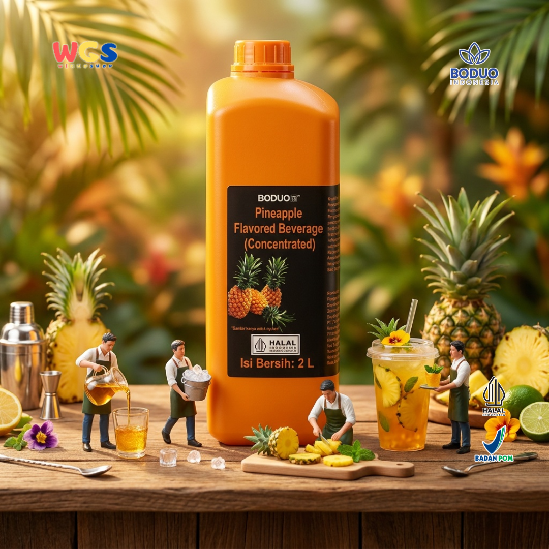 Boduo Pineapple Syrup Beverage Concentrate 2L - Sirup Konsentrat Nanas untuk Cafe