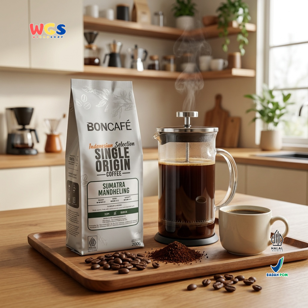 BONCAFE Sumatra Mandheling Single Origin Roasted 100% Arabica Ground Coffee 200g - Ground Coffee