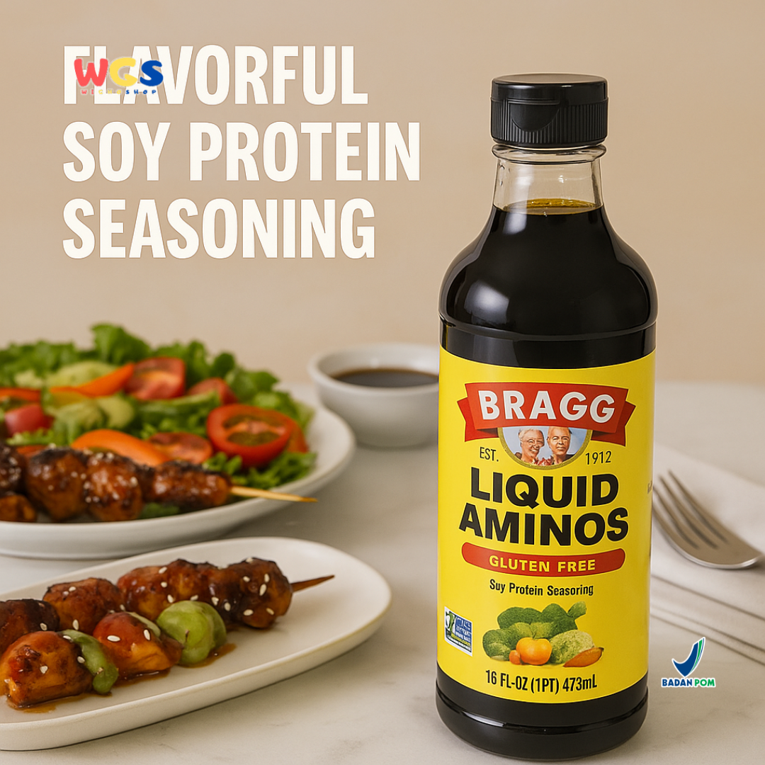 Bragg Liquid Aminos Gluten-Free 473ml – Saus Kedelai Non-GMO Pengganti Kecap Sehat
