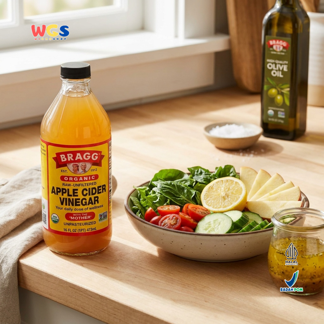 Bragg Organic Apple Cider Vinegar With The Mother 473ml - Cuka Apel Organik Raw Unfiltered ACV Unpasteurized