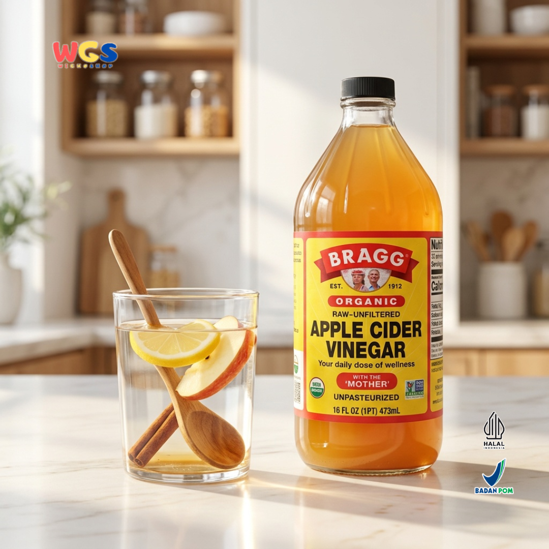 Bragg Organic Apple Cider Vinegar With The Mother 473ml - Cuka Apel Organik Raw Unfiltered ACV Unpasteurized