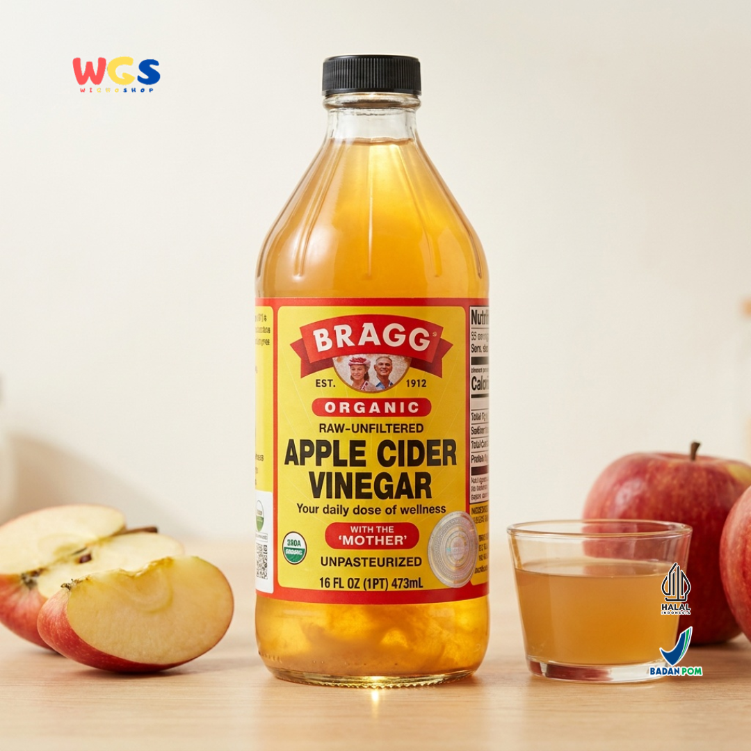 Bragg Organic Apple Cider Vinegar With The Mother 473ml - Cuka Apel Organik Raw Unfiltered ACV Unpasteurized