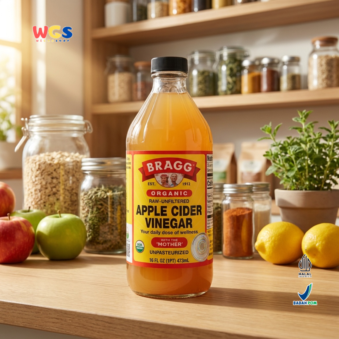 Bragg Organic Apple Cider Vinegar With The Mother 473ml - Cuka Apel Organik Raw Unfiltered ACV Unpasteurized