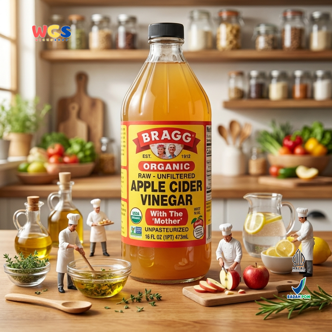 Bragg Organic Apple Cider Vinegar With The Mother 473ml - Cuka Apel Organik Raw Unfiltered ACV Unpasteurized