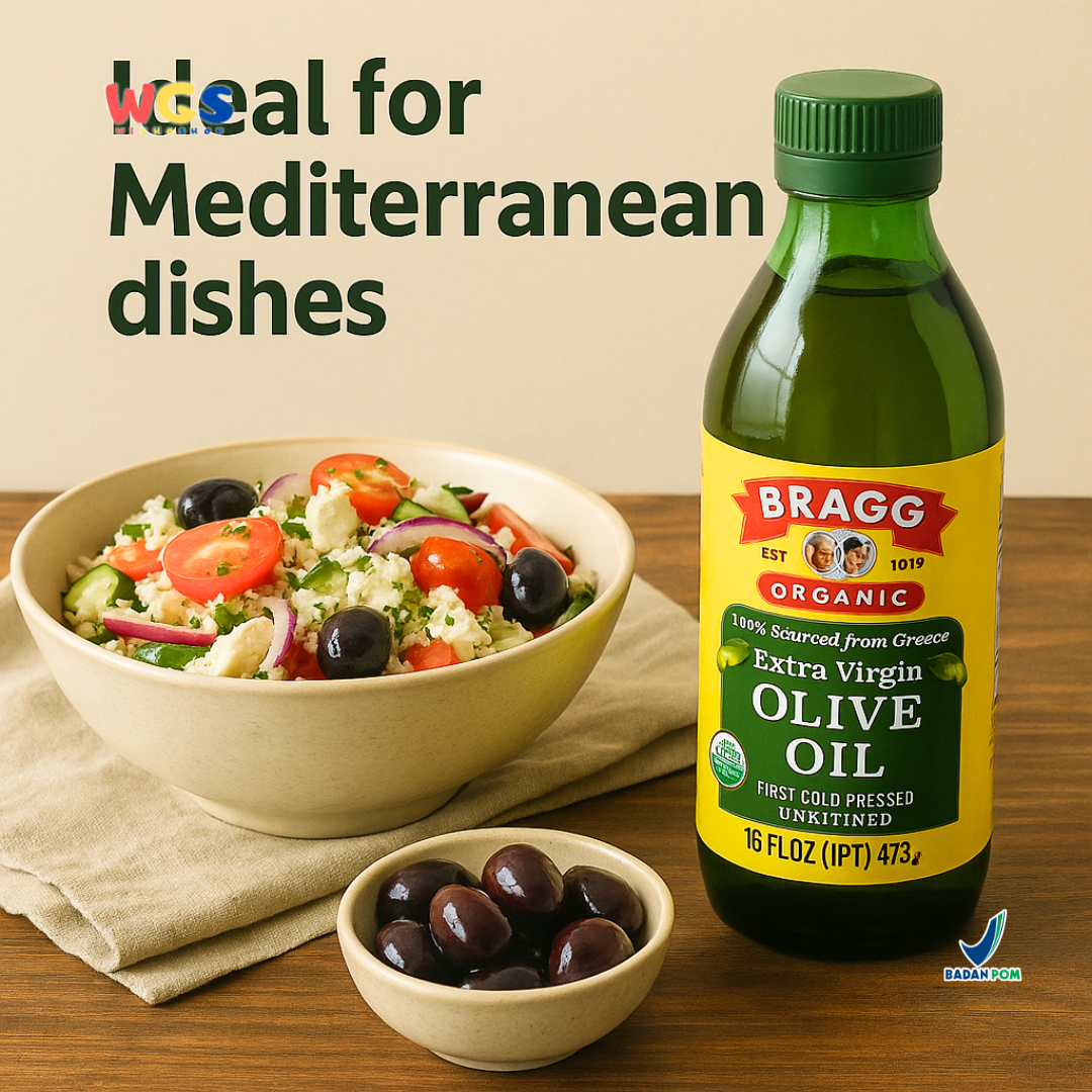 Bragg Organic Extra Virgin Olive Oil 473ml – Minyak Zaitun Organik First Cold Pressed