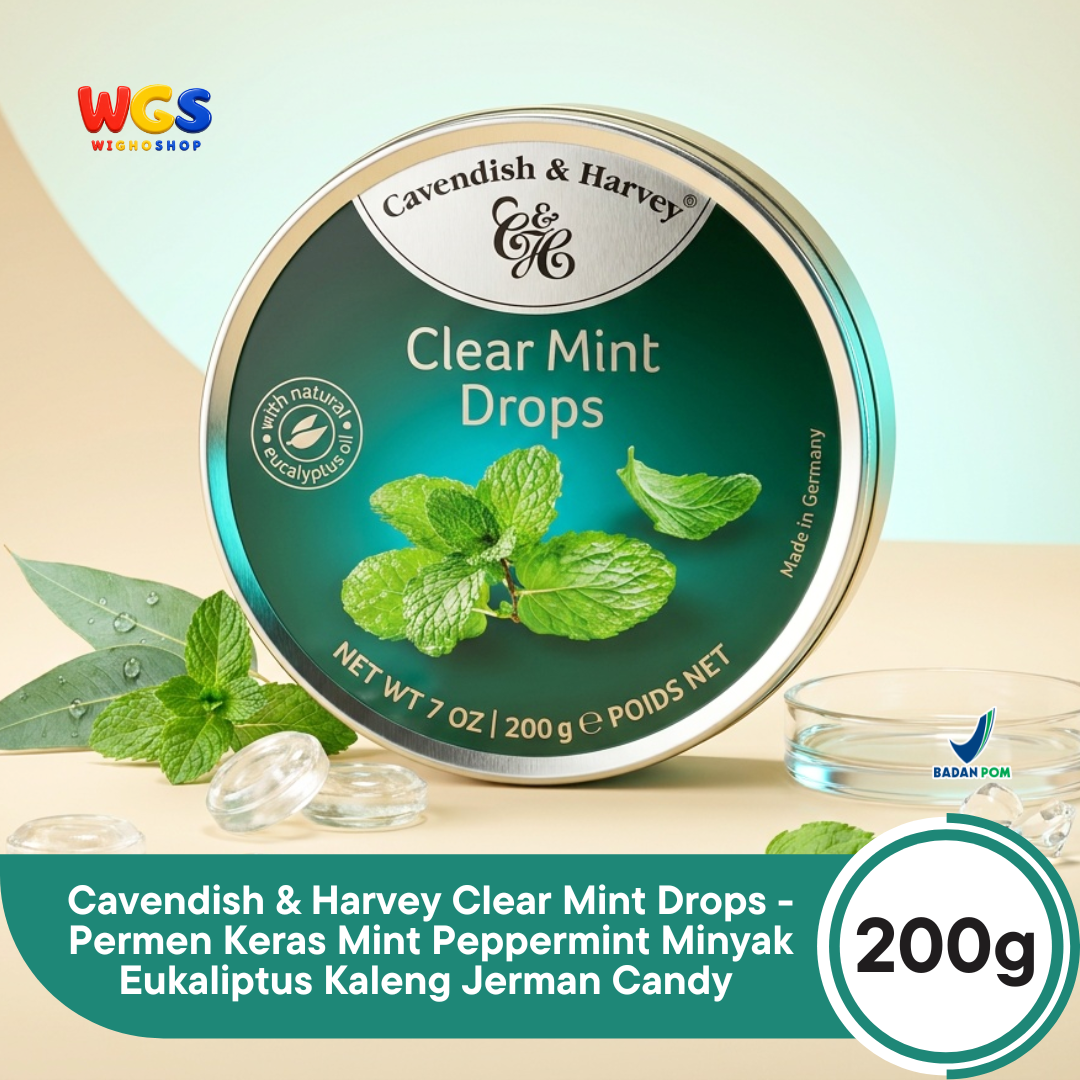 Cavendish & Harvey Clear Mint Drops 200g - Permen Mint Segar, Dingin & Menyegarkan