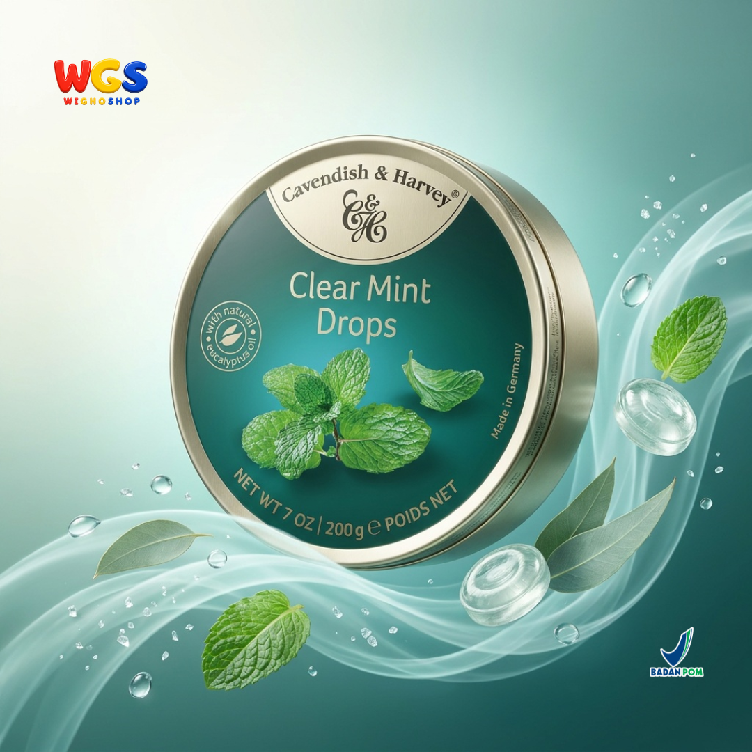 Cavendish & Harvey Clear Mint Drops 200g - Permen Mint Segar, Dingin & Menyegarkan