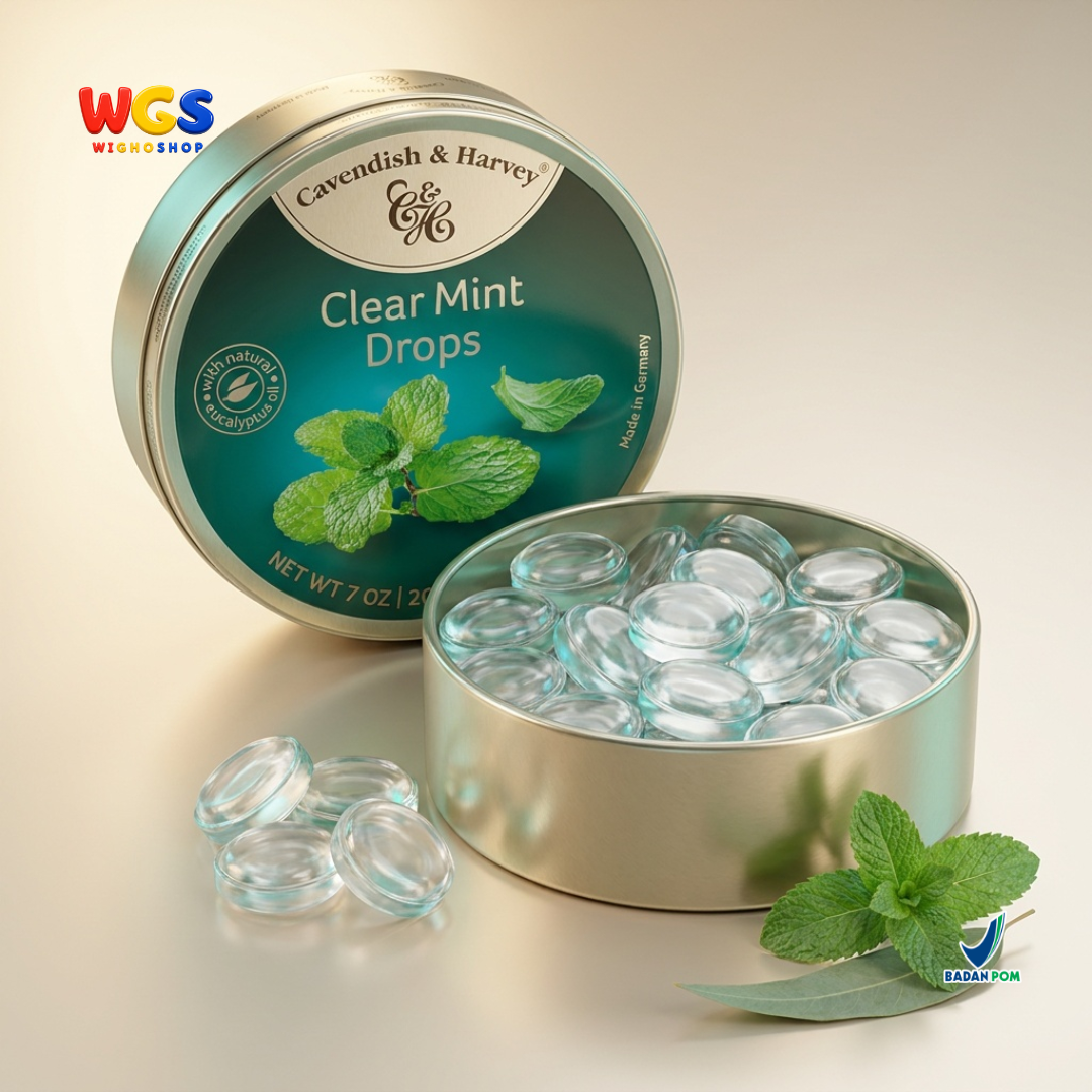 Cavendish & Harvey Clear Mint Drops 200g - Permen Mint Segar, Dingin & Menyegarkan