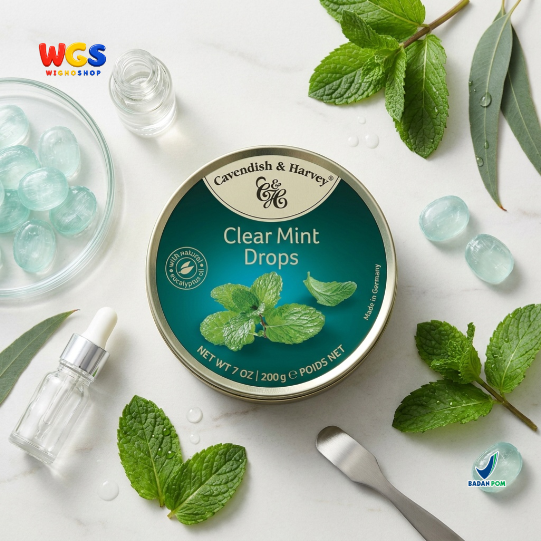 Cavendish & Harvey Clear Mint Drops 200g - Permen Mint Segar, Dingin & Menyegarkan