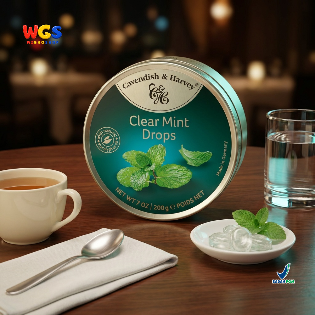 Cavendish & Harvey Clear Mint Drops 200g - Permen Mint Segar, Dingin & Menyegarkan