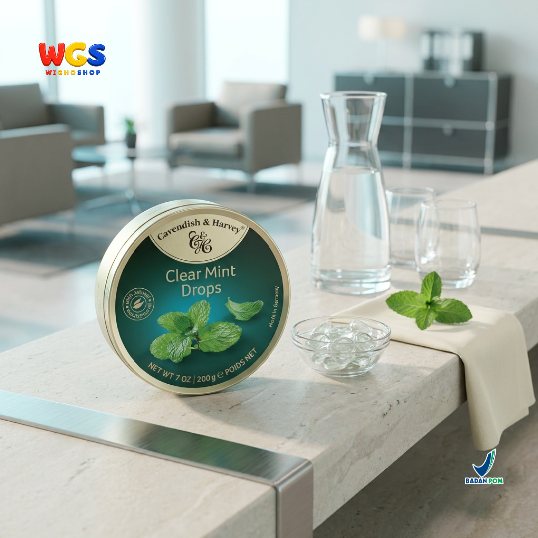 Cavendish & Harvey Clear Mint Drops 200g - Permen Mint Segar, Dingin & Menyegarkan