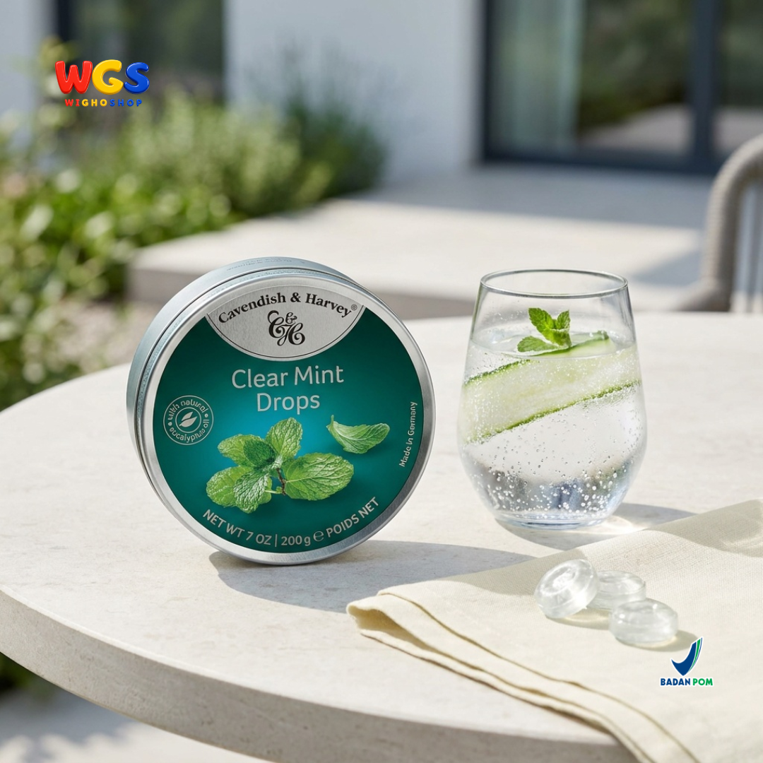 Cavendish & Harvey Clear Mint Drops 200g - Permen Mint Segar, Dingin & Menyegarkan