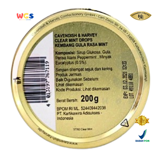 Cavendish & Harvey Clear Mint Drops 200g - Fresh, Cool & Refreshing Mint Candy