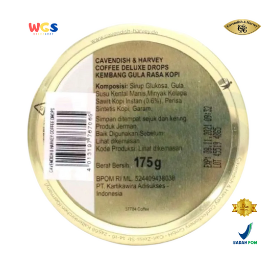 Cavendish & Harvey Coffee Deluxe Drops 175g - Elegant, Delicious & Convenient Coffee Candy