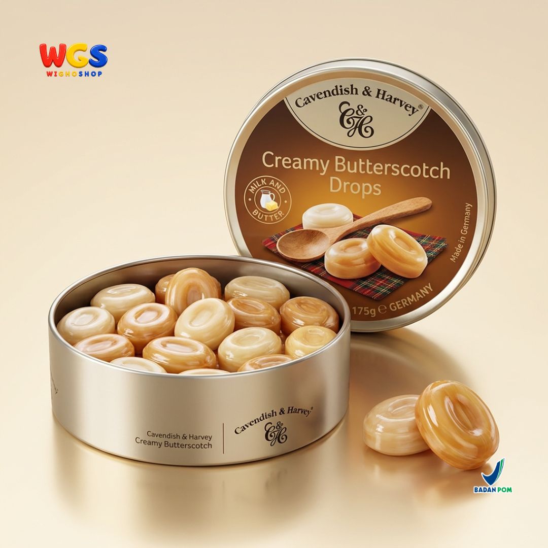 Cavendish & Harvey Creamy Butterscotch Drops 175g - Permen Keras Susu Mentega Rasa Butterscotch Kaleng Jerman