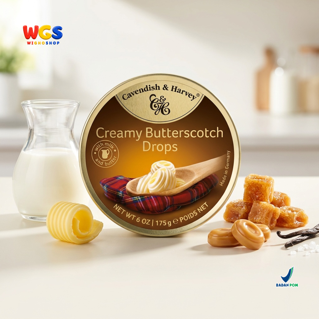 Cavendish & Harvey Creamy Butterscotch Drops 175g - Permen Keras Susu Mentega Rasa Butterscotch Kaleng Jerman