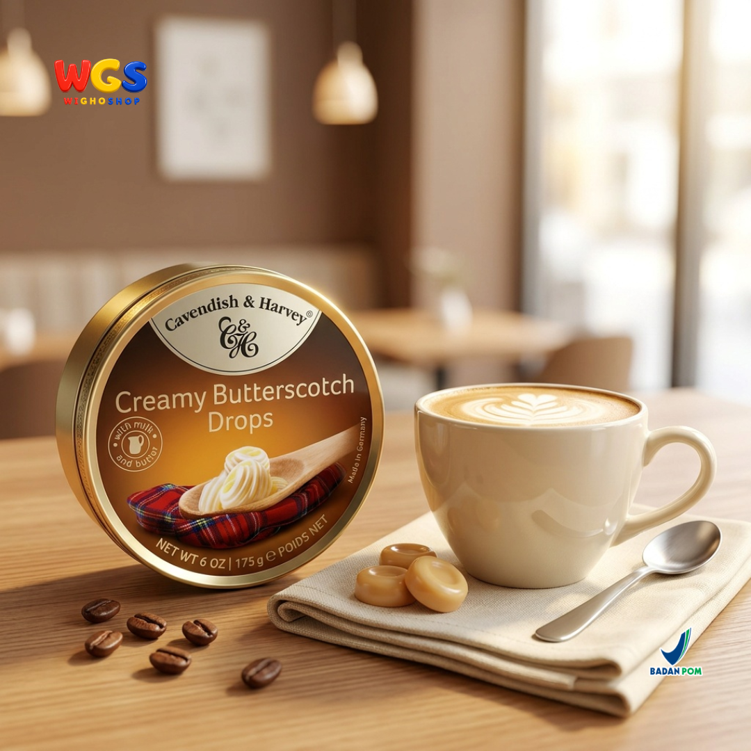 Cavendish & Harvey Creamy Butterscotch Drops 175g - Permen Keras Susu Mentega Rasa Butterscotch Kaleng Jerman