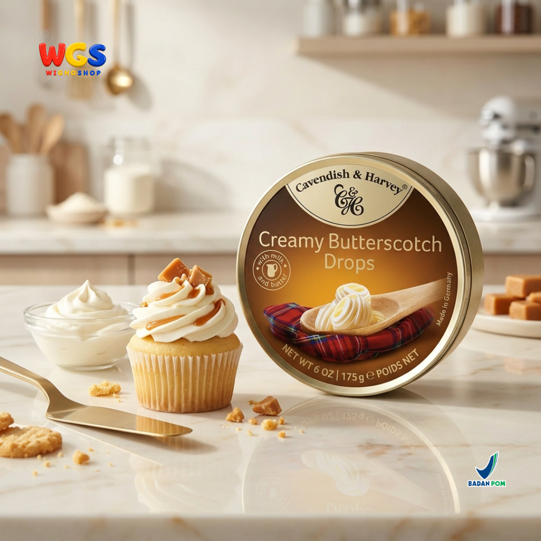 Cavendish & Harvey Creamy Butterscotch Drops 175g - Permen Keras Susu Mentega Rasa Butterscotch Kaleng Jerman