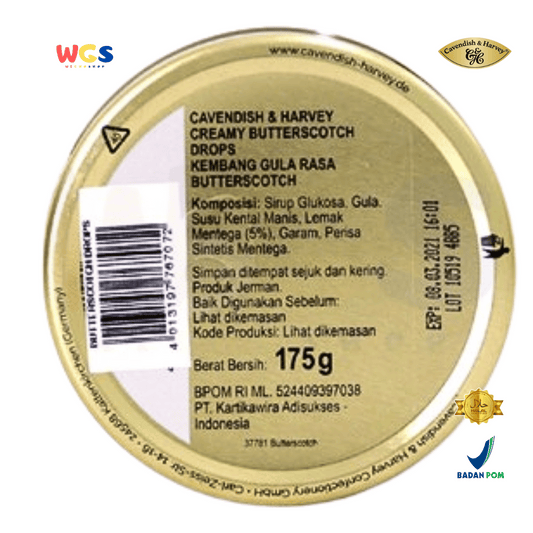 Cavendish & Harvey Creamy Butterscotch Drops 175g - Soft Candy with Butter Caramel Flavor