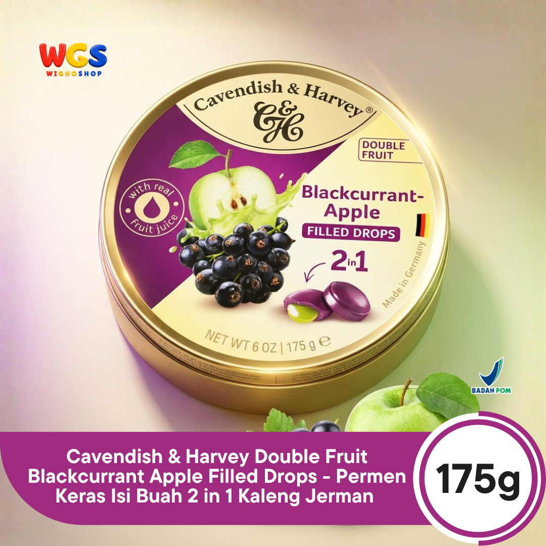 Cavendish & Harvey Double Fruit Drops 175g - 2 in 1 Blackcurrant & Apple Filled Candy