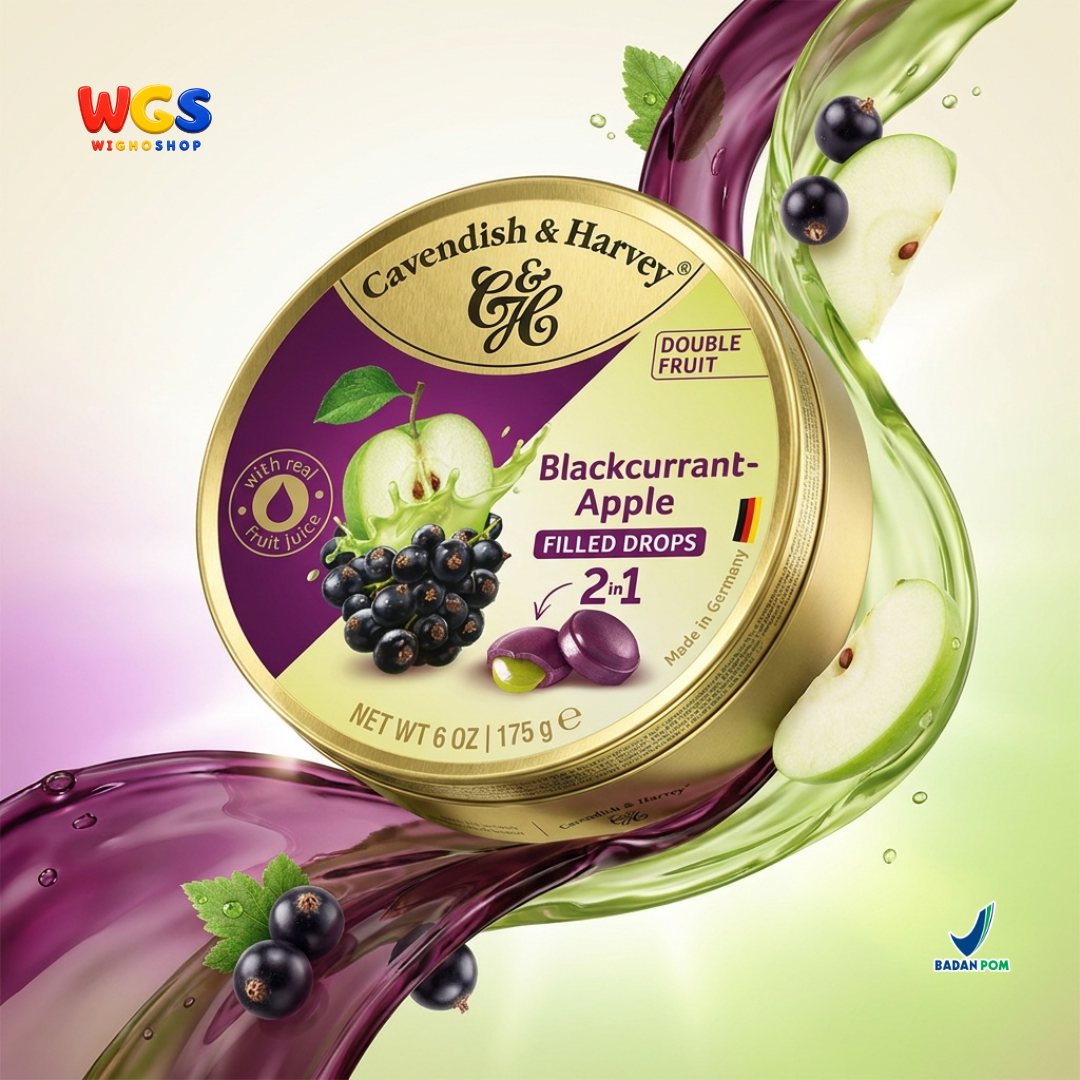 Cavendish & Harvey Double Fruit Drops 175g - 2 in 1 Blackcurrant & Apple Filled Candy