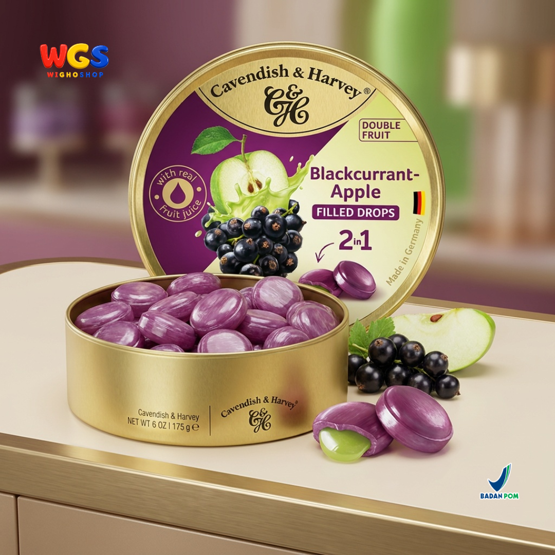 Cavendish & Harvey Double Fruit Drops 175g - 2 in 1 Blackcurrant & Apple Filled Candy