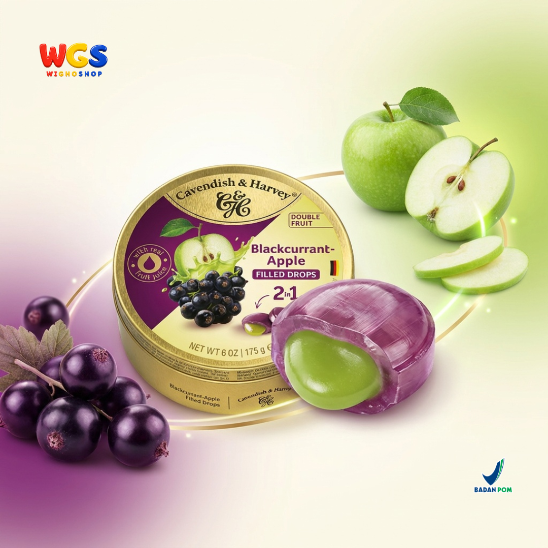 Cavendish & Harvey Double Fruit Drops 175g - 2 in 1 Blackcurrant & Apple Filled Candy